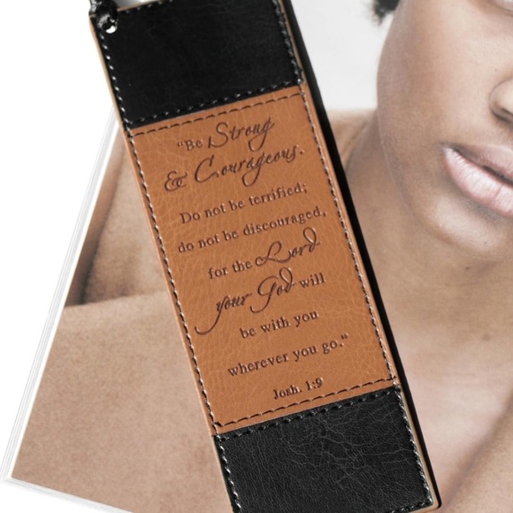 Office | Christian Bookmark Bible Verse Faux Leather Brown Tan Black ...